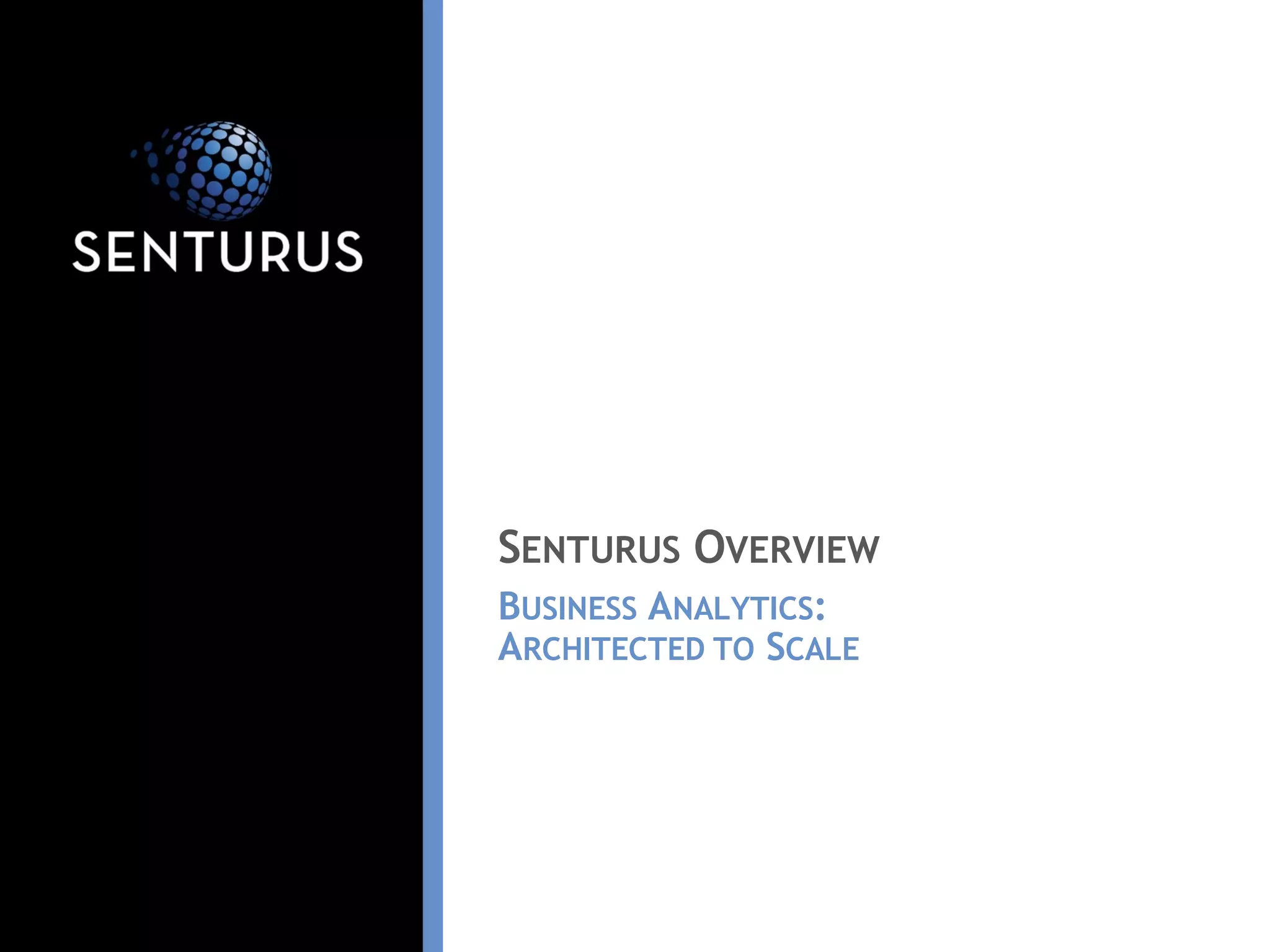 BUSINESS ANALYTICS:
ARCHITECTED TO SCALE
SENTURUS OVERVIEW
 
