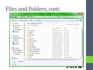 Files And Folders In Computer Notes.pdf Beginning_ Computer_Literacy.ppt. | PDF