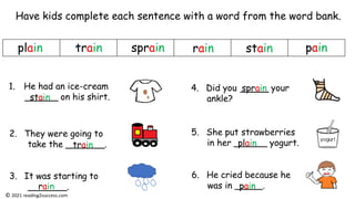 Teaching Kids the Word Endings: in, ain and ing. | PDF