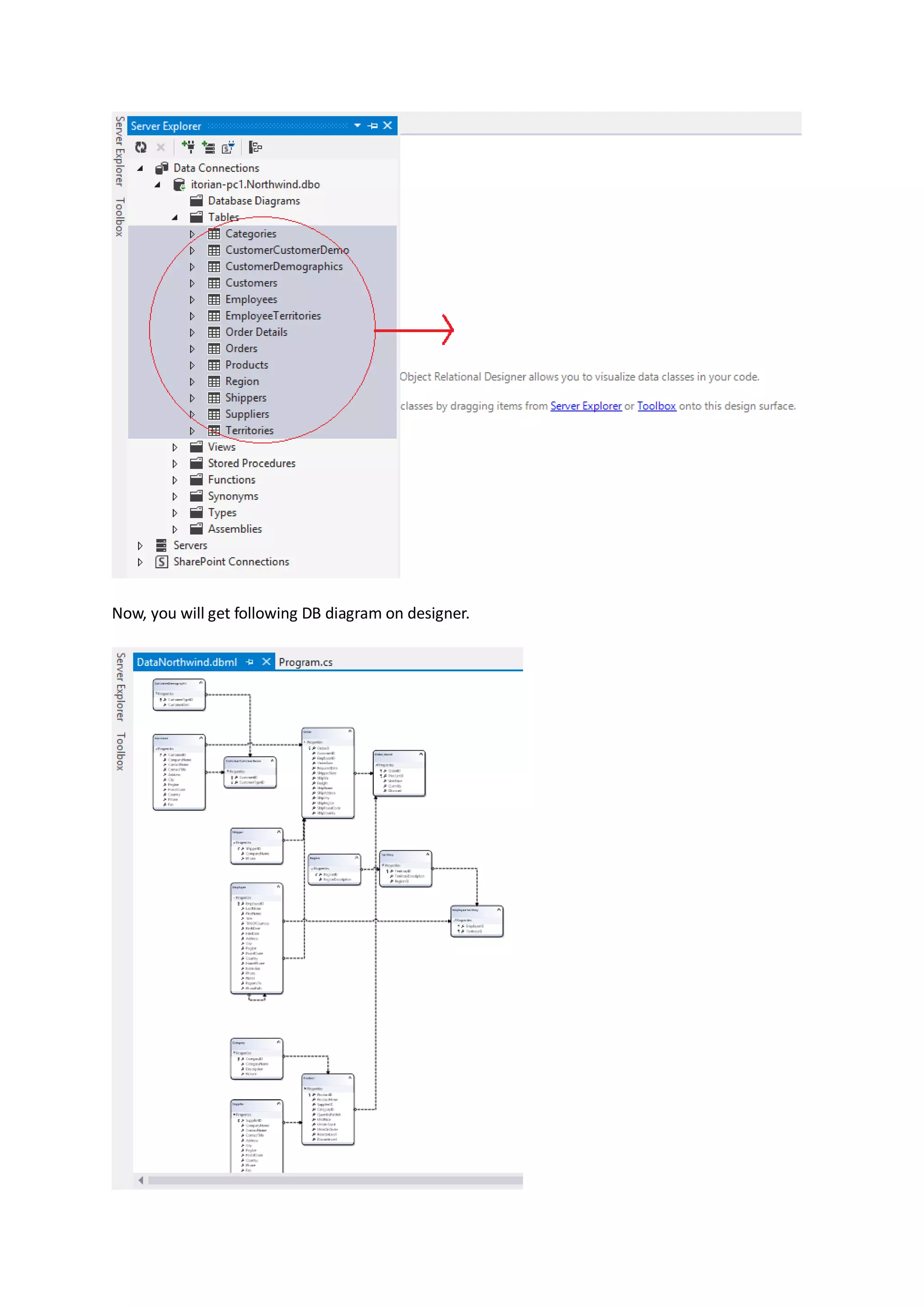 Now, you will get following DB diagram on designer.
 
