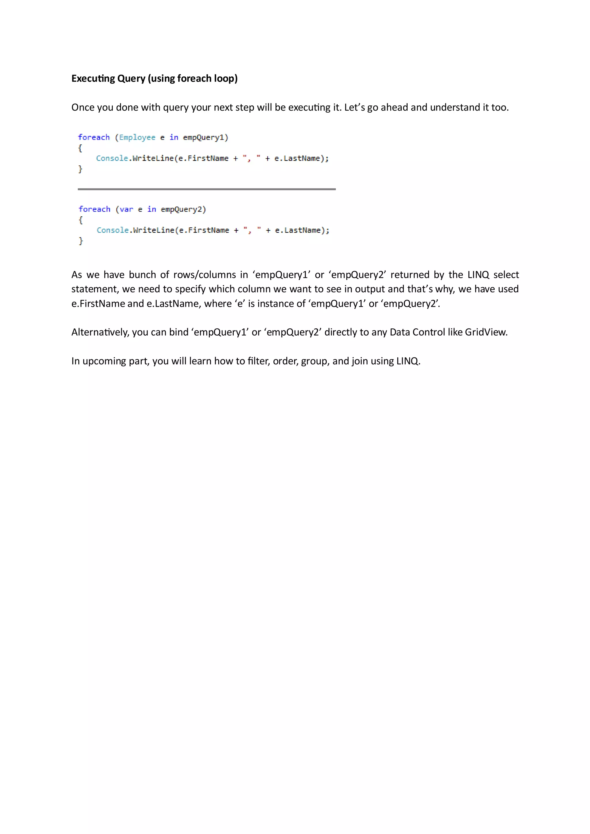 Beginning linq