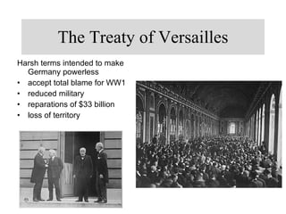 The Treaty of Versailles ,[object Object],[object Object],[object Object],[object Object],[object Object]