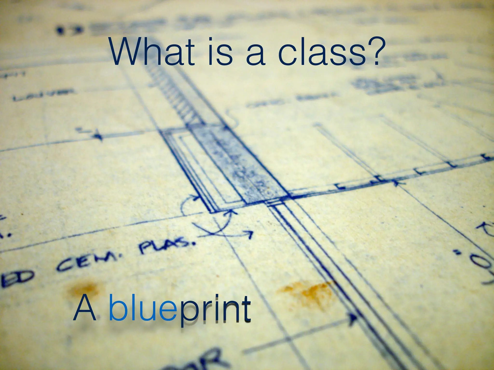What is a class?
A blueprint
 