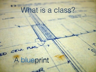 What is a class?
A blueprint
 