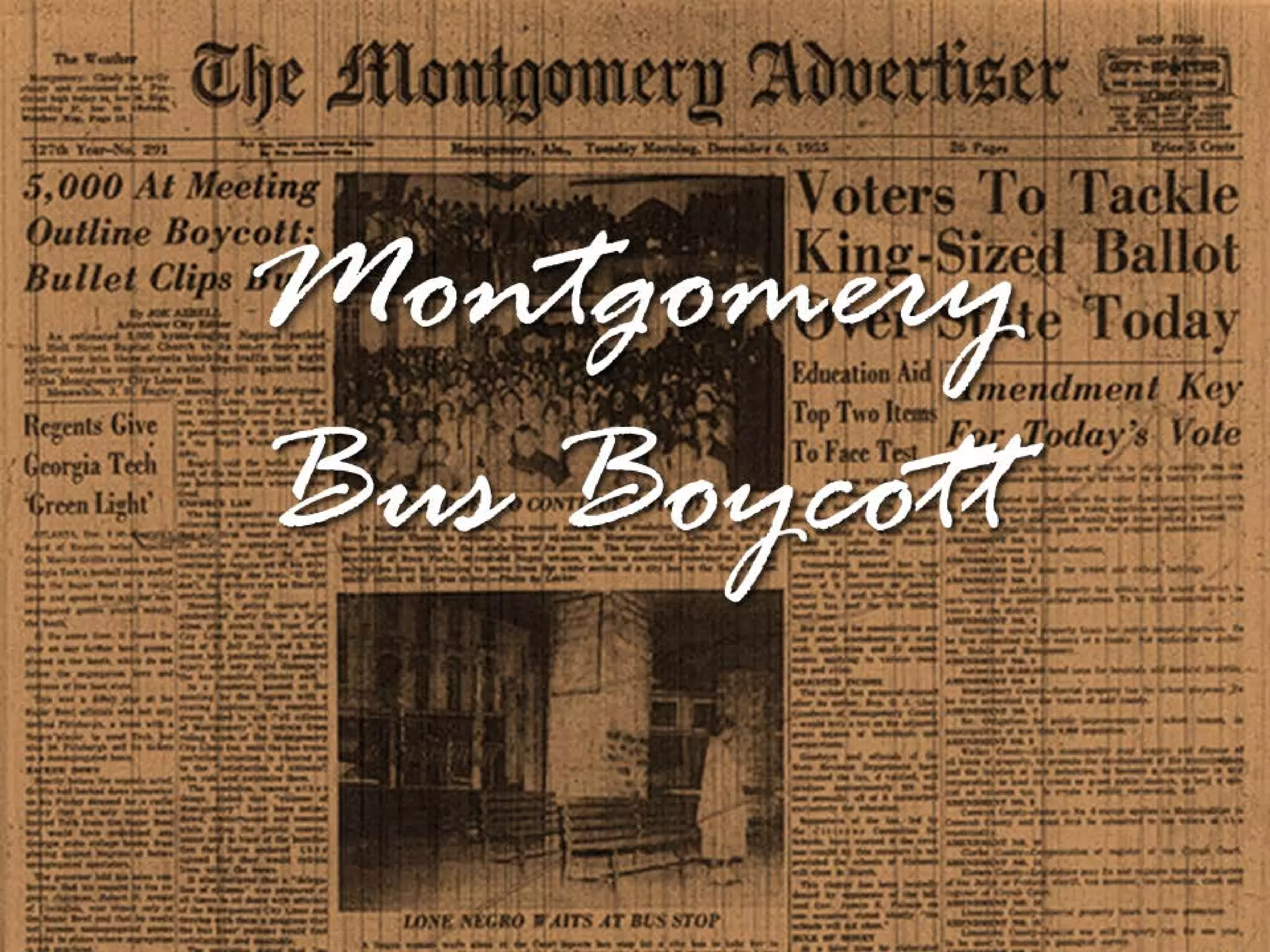 Let us…send our answer to the
tyranny that clanks its chains upon
the South. In the name of the
greatest people that have ever trod
this earth, I draw the line in the
dust …and I say . . . segregation
today . . . segregation tomorrow . . .
segregation forever.

 