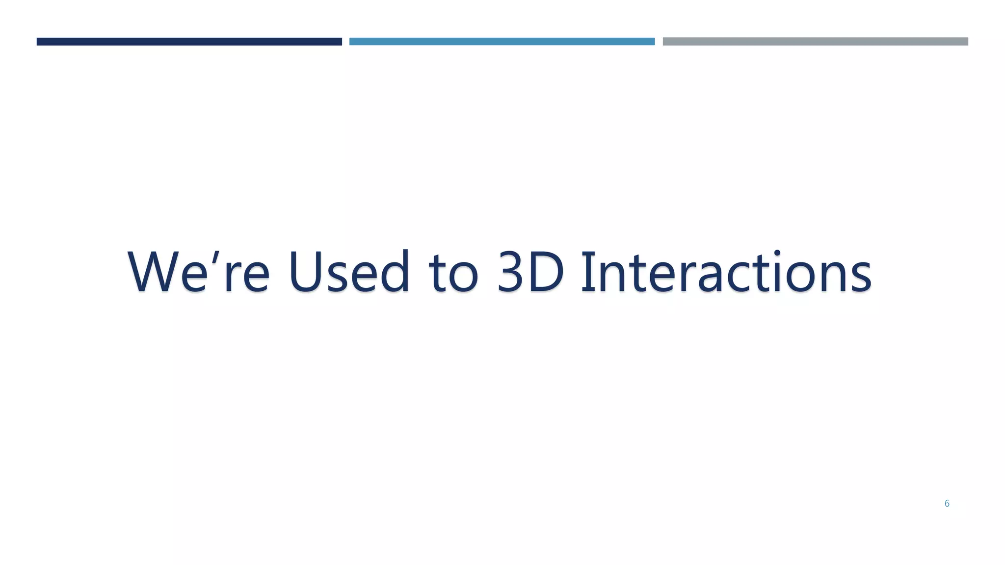 6
We’re Used to 3D Interactions
 