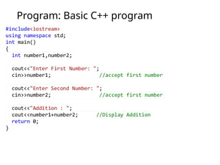 Program: Basic C++ program
 
