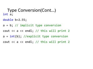 Type Conversion(Cont…)
 