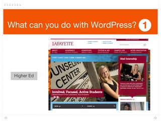 What can you do with WordPress? 1
Higher Ed
 
