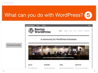 What can you do with WordPress? 5
Community
 