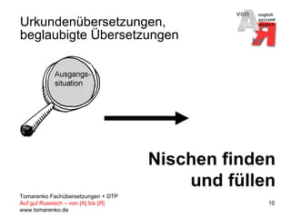 Urkundenübersetzungen, beglaubigte Übersetzungen Nischen finden und füllen 