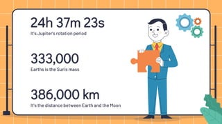 It’s Jupiter's rotation period
24h 37m 23s
333,000
Earths is the Sun’s mass
386,000 km
It’s the distance between Earth and the Moon
 