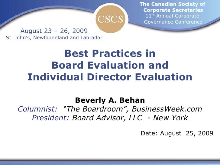 Best Practices in Board Evaluation and Director Evaluation