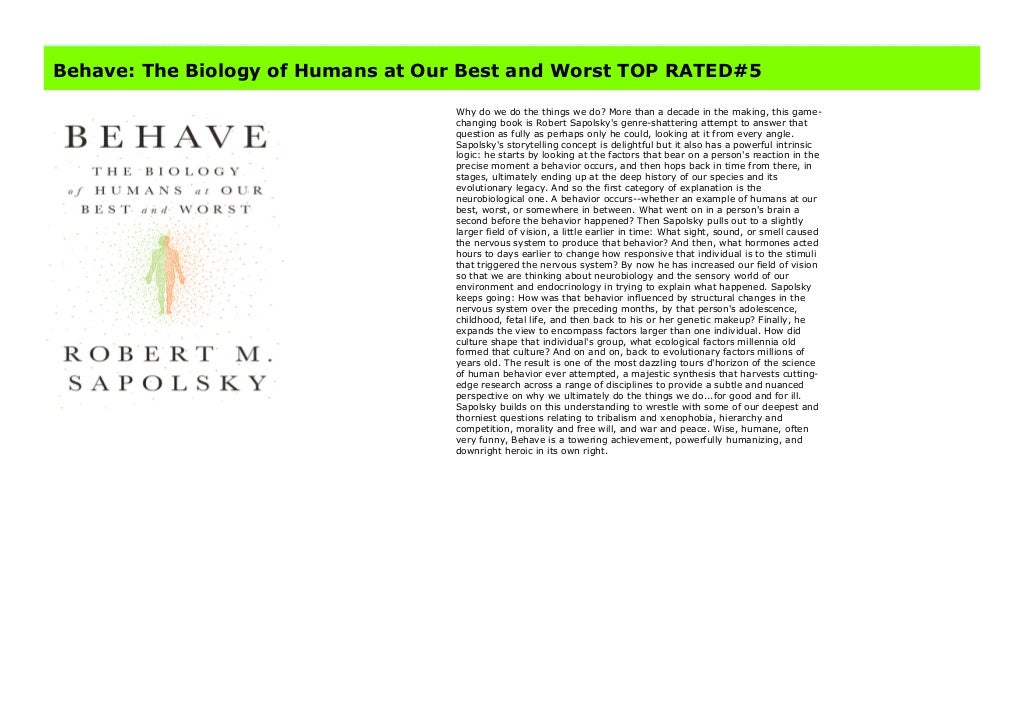 Behave: The Biology of Humans at Our Best and Worst TOP RATED#1