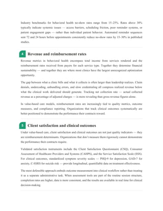 Behavioral Health Clinic Metrics That Drive Performance and Revenue | PDF
