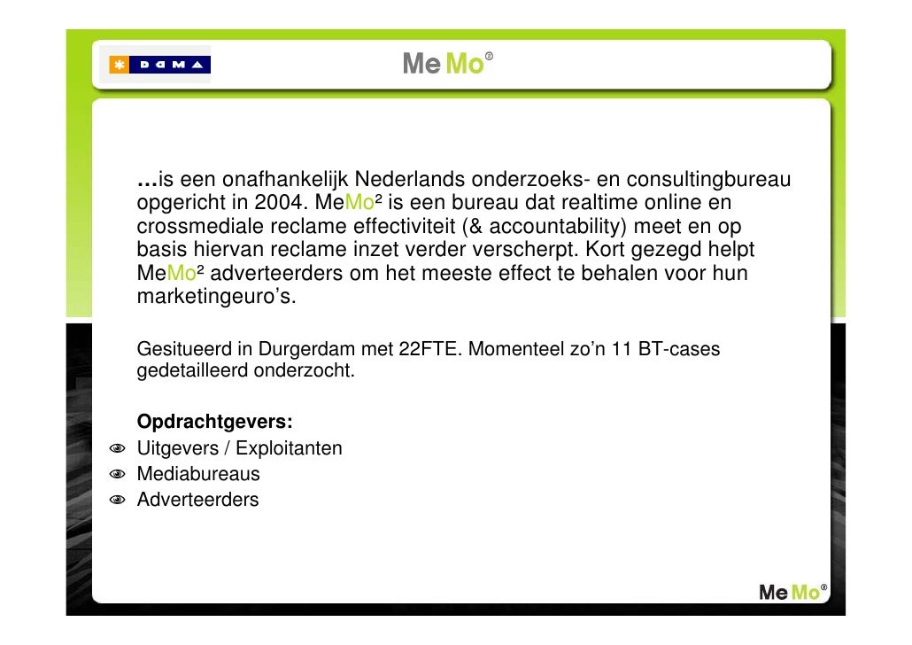 DDMA / Memo2 Behavioral Targeting