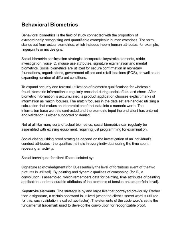 Behavioral biometrics | PDF