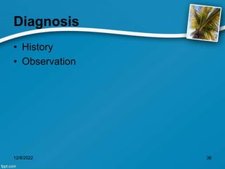 Diagnosis
• History
• Observation
12/8/2022 36
 