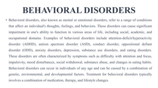 Behavioral Disorders: Definition and Characteristics