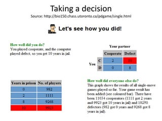 Taking a decisionSource: http://bio150.chass.utoronto.ca/pdgame/single.html<br />