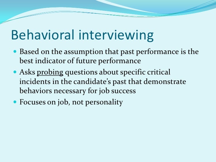 behavioral interviewing behavior interview
