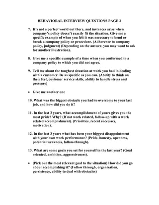 Behavioral Interview Questions1 | PDF