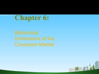 Chapter 6: Behavioral  Dimensions of the  Consumer Market 