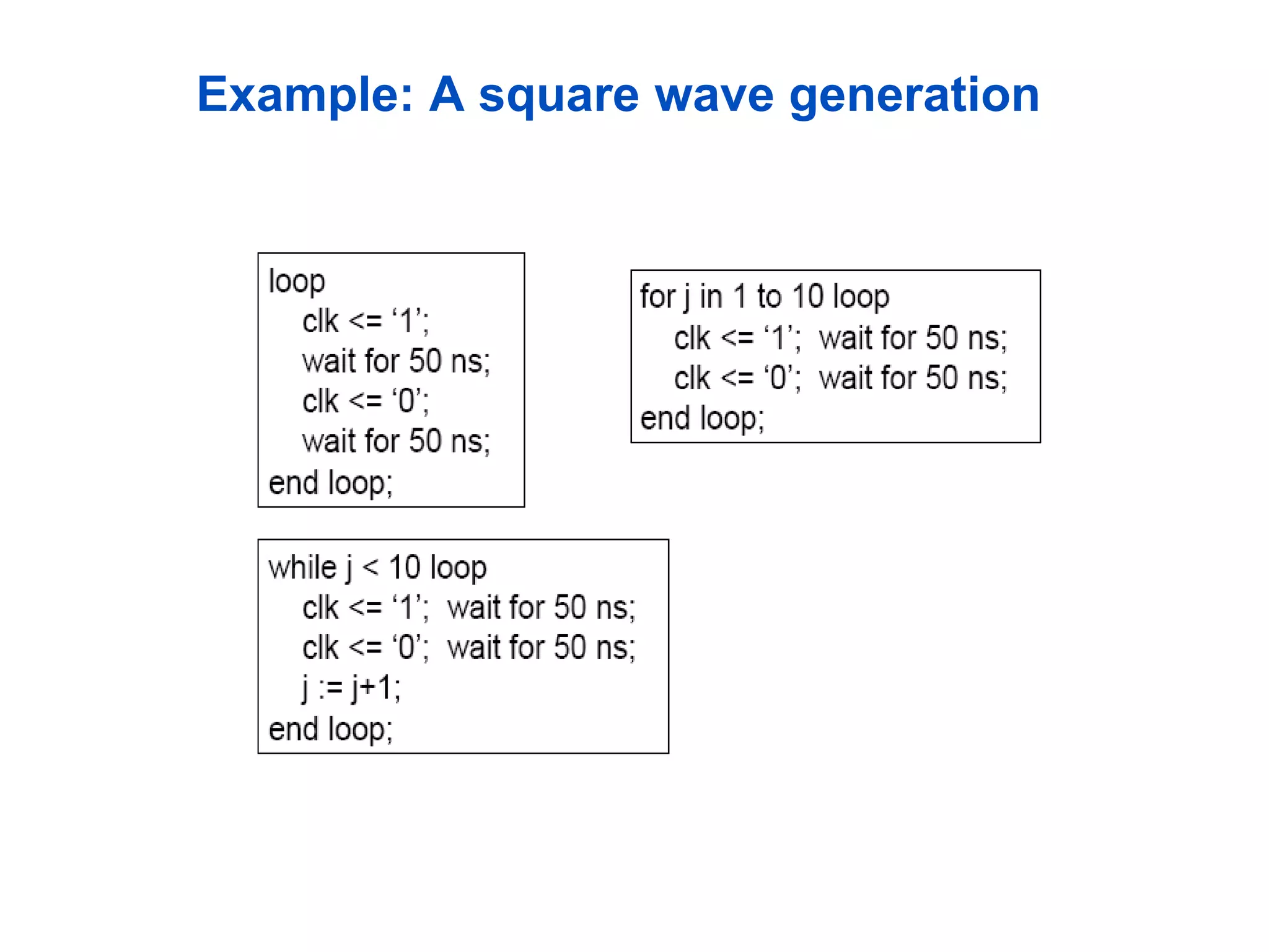 Example: A square wave generation 
 