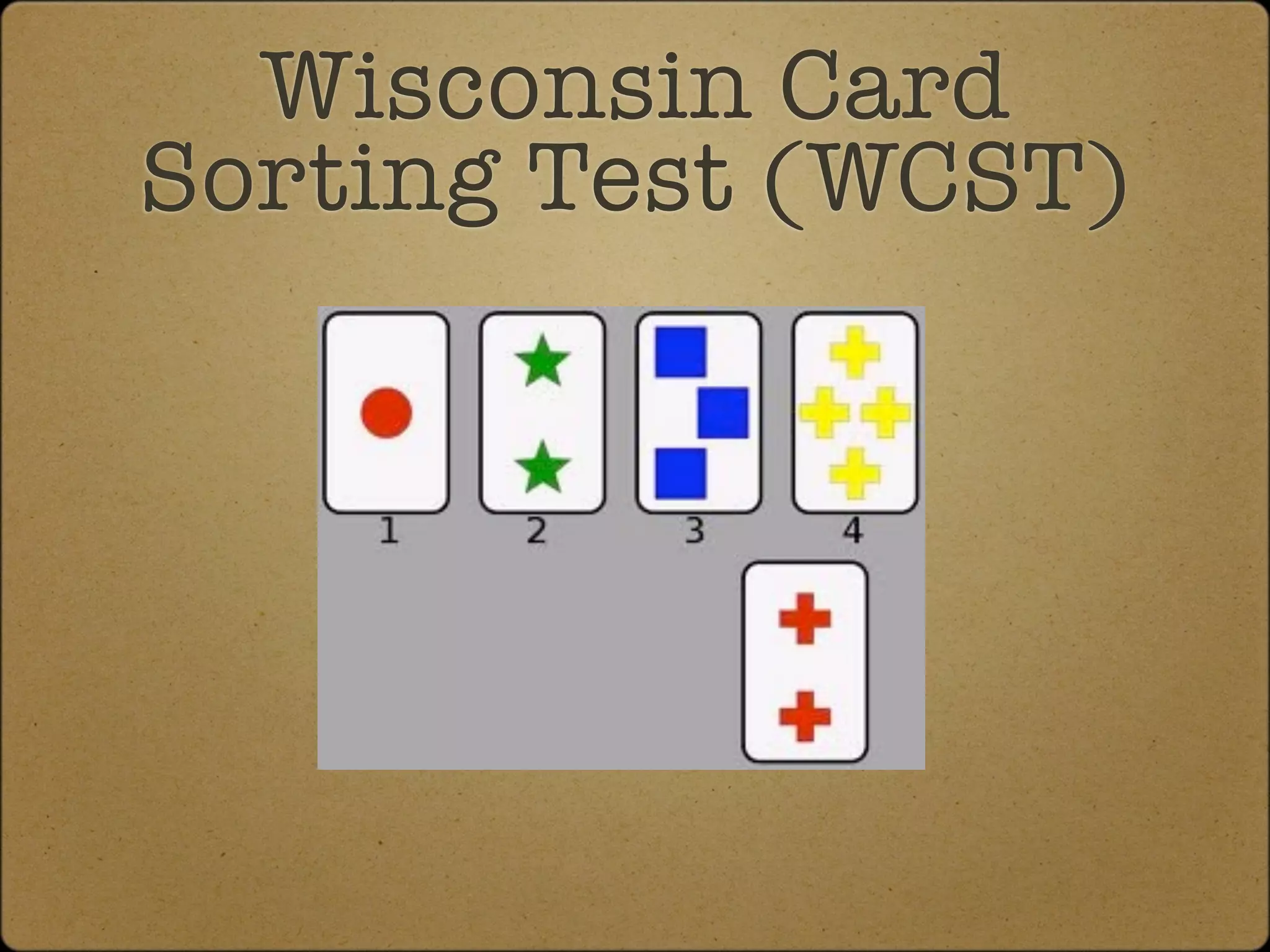 Wisconsin Card
Sorting Test (WCST)
 