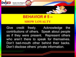 Disclose and reveal expectations.
Discuss them. Validate them.
Renegotiate them if needed and possible.
Don’t violate expectations. Don’t assume
that expectations are clear or shared.
 