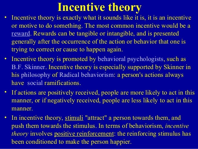 photo Positive Incentive Theory behavioral view of motivation