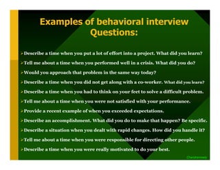 Behavior Based Intervewing Ihrd Workshop Chandramowly | PDF