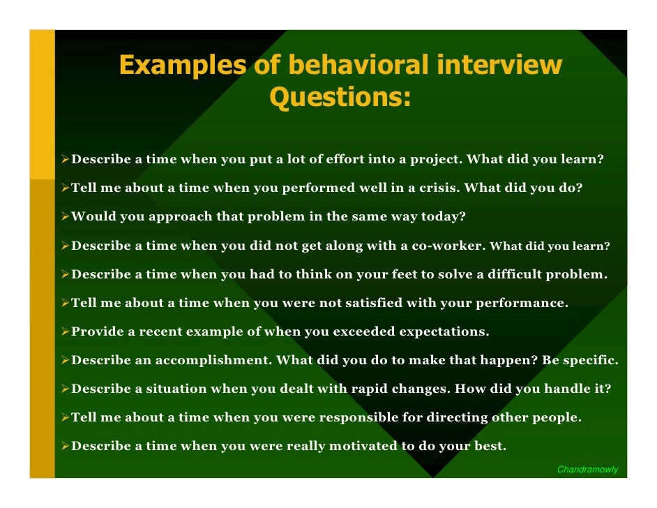 examples of behavioral questions