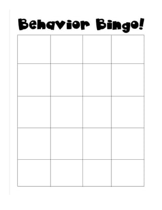 Behavior Bingo Poster