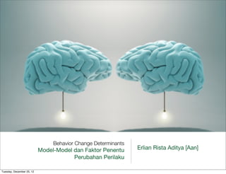 Behavior Change Determinants
                           Model-Model dan Faktor Penentu      Erlian Rista Aditya [Aan]
                                       Perubahan Perilaku

Tuesday, December 25, 12
 