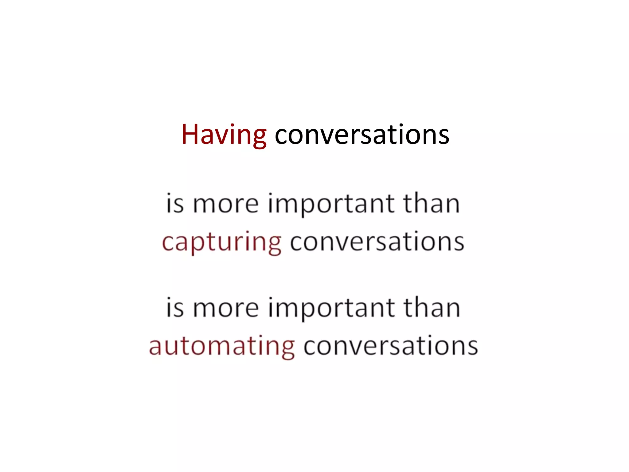 Having conversations
 