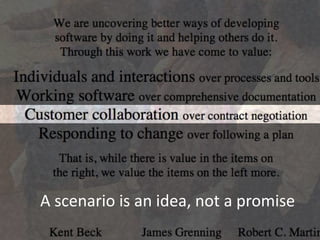 A scenario is an idea, not a promise
 