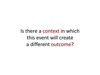 Is there a context in which
this event will create
a different outcome?
 