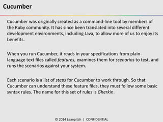 Behavior driven development - cucumber, Junit and java | PPTX