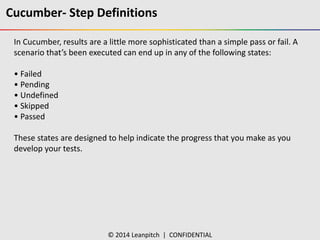 Behavior driven development - cucumber, Junit and java | PPTX