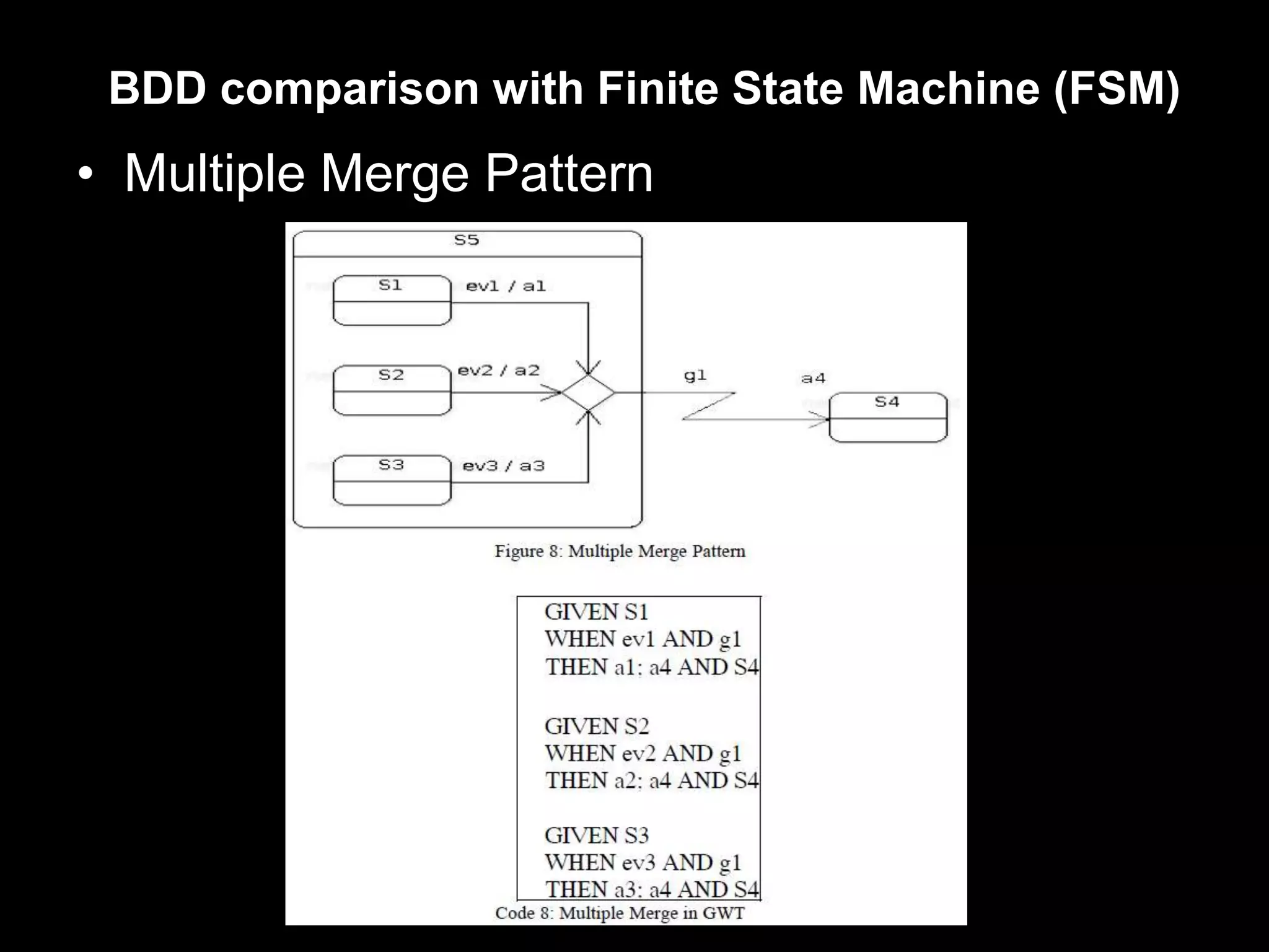 BDD comparison with Finite State Machine (FSM)
• Multiple Merge Pattern
 