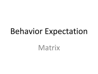 Behavior Expectation Matrix 