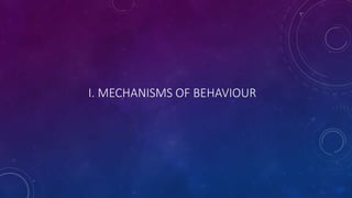 I. MECHANISMS OF BEHAVIOUR
 