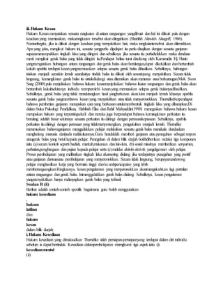iii. Hukum Kesan
Hukum Kesanmenyatakan sesuatu rangkaian diantara rangsangan yangdibuat danhal ini diikuti pula dengan
keadaanyang memuaskan, makarangkaian tersebut akan diteguhkan (Sharifah Alawiah Alsagoff, 1986).
Namunbegitu, jika ia diikuti dengan keadaanyang menyakitkan hati, maka rangkaiantersebut akan dilemahkan.
Apa yang jelas, mengikut hukum ini, sesuatu yangperlu dipelajari itu perlu disajikan dengan sesuatu ganjaran
supayamenampakkan tingkah laku yang diingini dansebaliknya jika sesuatu itu perludielakkan maka dendaan
mesti mengikut gerak balas yang tidak diingini itu.Pendapat beliau turut disokong oleh Kamarudin Hj. Husin
yangmengatakan hubungan antara rangsangan dangerak balas akanberulangan,dapat dikekalkan danbertambah
kukuh apabila terdapat kesanyangmemuaskan selepas sesuatu gerak balas dihasilkan. Sebaliknya, hubungan
iniakan menjadi semakin lemah seandainya tindak balas itu diikuti oleh sesuatuyang menyakitkan. Secara tidak
langsung, kemungkinan gerak balas itu untukdiulangi atau diteruskan akanmenurun atauberkurangan.Mok Soon
Sang (2000) pula menjelaskan bahawa hukum kesanmenjelaskan bahawa ikatan rangsangan dangerak balas akan
bertambah kukuhsekiranya individu memperolehi kesanyang memuaskan selepas gerak balasnyadihasilkan.
Sebaliknya, gerak balas yang tidak mendatangkan hasil yangberkesan akankian menjadi lemah khasnya apabila
sesuatu gerak balas yangmembawa kesan yang menyakitkan atautidak menyeronokkan. Thorndikeberpendapat
bahawa pemberian ganjaran merupakan carayang berkesan untukmembentuk tingkah laku yang diharapkan.Di
dalam buku Psikologi Pendidikan, Habibah Elias dan Rahil Mahyuddin(1990) menegaskan bahawa hukum kesan
merupakan hukum yang terpentingsekali danmereka juga berpendapat bahawa kemungkinan perkaitan itu
berulang adalah besar sekiranya sesuatu perkaitan itu diiringi dengan perasaankepuasan. Sebaliknya, apabila
perkaitan itu diiringi dengan perasaan yang tidakmenyenangkan, pengukuhan menjadi lemah. Thorndike
merumuskan bahawaganjaran menggalakkan pelajar melakukan sesuatu gerak balas manakala dendaakan
menghalang manusia daripada melakukannya.Guru hendaklah memberi ganjaran ataupeneguhan sebagai respon
ataugerak balas yang betul kepada pelajar. Peneguhan di dalam bilik darjah bolehdiberikan melalui tiga komponen
iaitu (a) secara konkrit seperti hadiah, markah,makanan danlain-lain, (b) sosial misalnya memberikan senyuman,
perhatian,penghargaan danpujian kepada pelajar serta (c)melalui aktiviti-aktiviti yangdigemari oleh pelajar.
Proses pembelajaran yang melibatkan tingkah laku akansering diulang jika terdapatnya peneguhan yang positif
atau ganjaran dansuasana pembelajaran yang menyeronokkan. Secara tidak langsung, berupayamendorong
pelajar menghasilkan kerja yang bermutu tinggi dankearahpencapaian yang lebih
memberangsangkan.Ringkasnya, kesanpengalaman yang menyeronokkan akanmengukuhkan lagi pertalian
antara rangsangan dangerak balas. Inimenggalakkan gerak balas diulang. Sebaliknya, kesan pengalaman
yangmenyakitkan hanya melenyapkan gerak balas yang terhasil.
Soalan B (ii)
Berikut adalah contoh-contoh spesifik bagaimana guru boleh menggunakan
hukum kesediaan
,
hukum
latihan
dan
hukum
kesan
dalam bilik darjah:
i.Hukum Kesediaan
Hukum kesediaan yang dimaksudkan Thorndike ialah persiapan-persiapanyang terdapat dalam diri individu
sebelum ia dapat bertindak. Kesediaan dalampembelajaran merngkumi tiga aspekiaitu (i)
kesediaanmental
(ii)
 