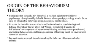 Comprehensive Overview of Behaviorism Learning Theory and Its ...