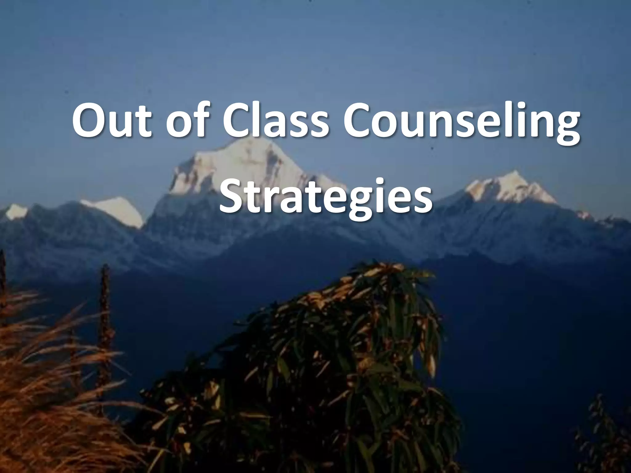 Out of Class Counseling
Strategies
 