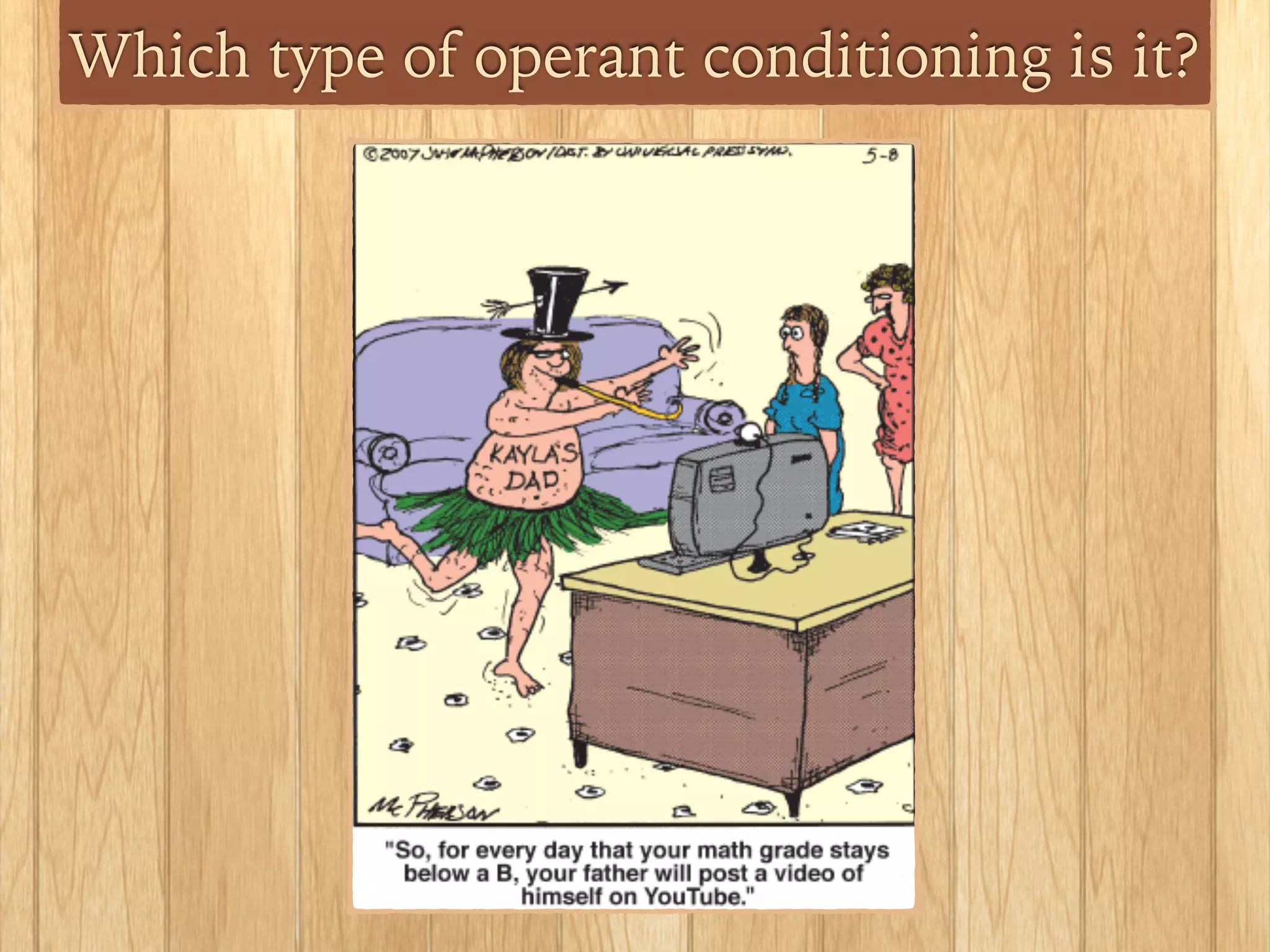 Which type of operant conditioning is it?
 