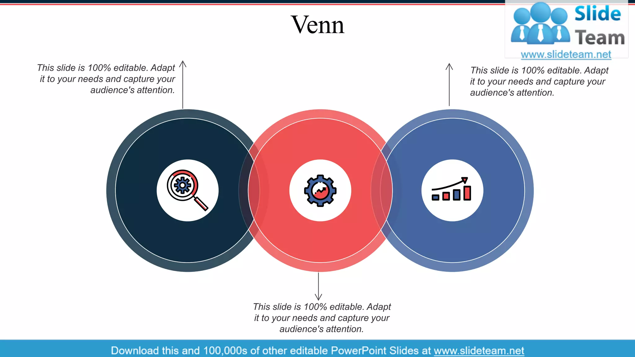 Venn
This slide is 100% editable. Adapt
it to your needs and capture your
audience's attention.
This slide is 100% editable. Adapt
it to your needs and capture your
audience's attention.
This slide is 100% editable. Adapt
it to your needs and capture your
audience's attention.
49
 
