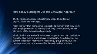 Behavioural Approach in Management | PPT