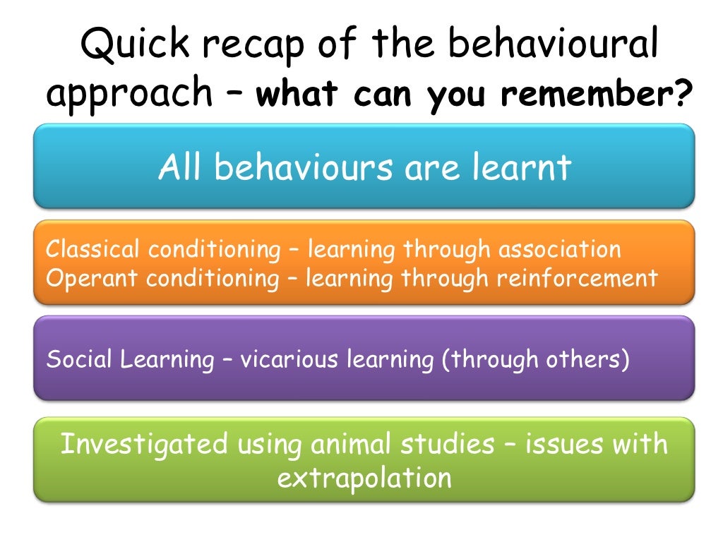 Behavioural approach & therapies